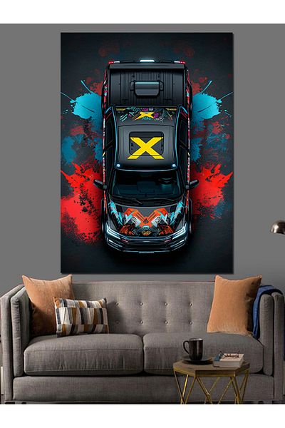 Tablomega Luxury Car Decorative Canvas on Black Background - Mdf Wooden Painting