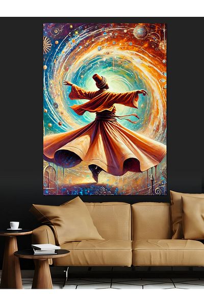 Tablomega Mevlevi Dervish's Cycle Decorative Canvas - Mdf Wooden Painting