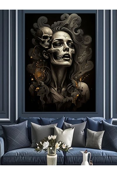 Tablomega Shadow And Skull Figure Decorative Canvas - Mdf Wood Art Print
