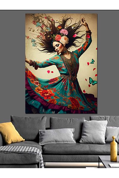 Tablomega Dancing Woman Figure Decorative Canvas - Mdf Wooden Painting
