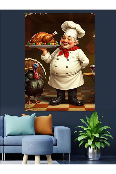 Tablomega Pânză decorativă Bucătar de Ziua Recunoștinței - Lemn MDF