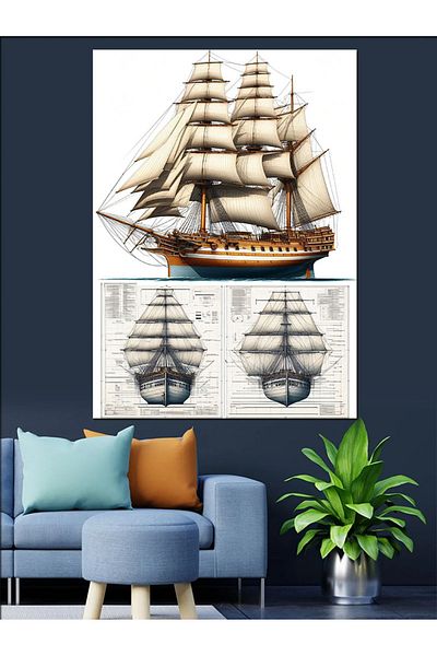 Tablomega Sailboat Adventure Decorative Canvas - Mdf Wood Table