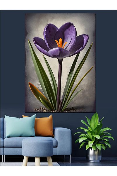 Tablomega Violet Flower Purity Decorative Canvas - Mdf Wooden Table