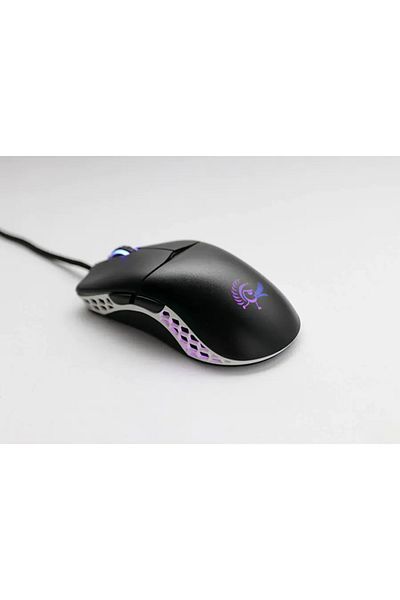 Ducky Mouse Gaming Ducky White Feather, cablu paracord, 16k DPI, clickswitch Huano Blue (Negru)