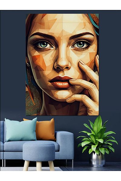Tablomega Abstract Portrait and Modern Figure Decorative Canvas - Mdf Wooden Painting