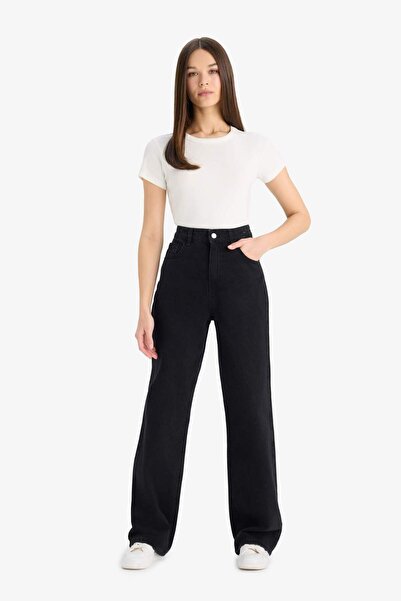 DeFacto 90's Wide Leg High Waist Long Jean Trousers D4315Ax25Sm