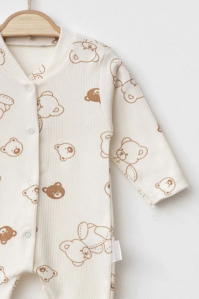DEFNE LİNA BABY Unisex baby bear themed snap-on booties romper