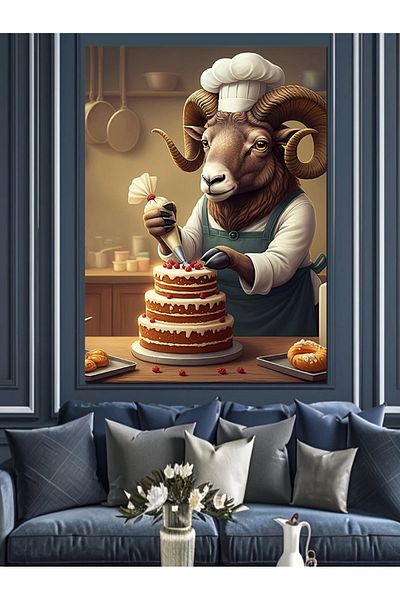 Tablomega Cake Making Aries Figure Decorative Canvas - Mdf Wooden Painting