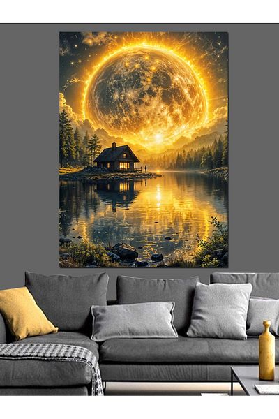 Tablomega Pânză decorativă Peisaj Lacul Luminii Lunii - Lemn MDF