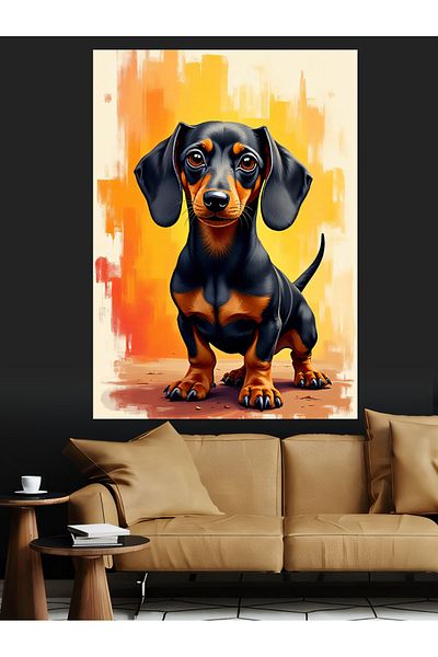 Tablomega Cute Dachshund Dog Decorative Canvas - Mdf Wooden Painting