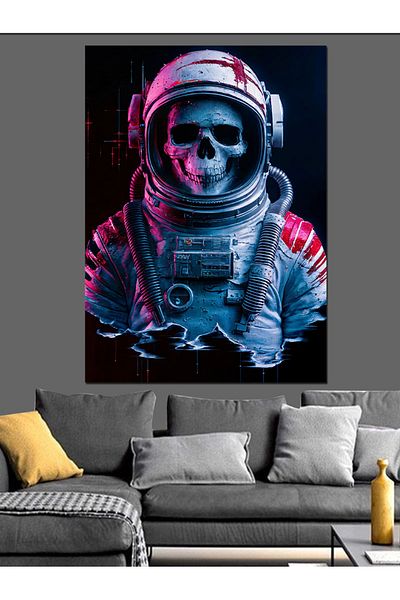 Tablomega Astronaut and Skull Decorative Canvas - Mdf Wooden Painting