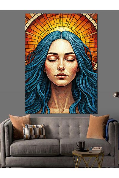 Tablomega Woman Portrait with Mosaic Hair Decorative Canvas - Mdf Wooden Painting