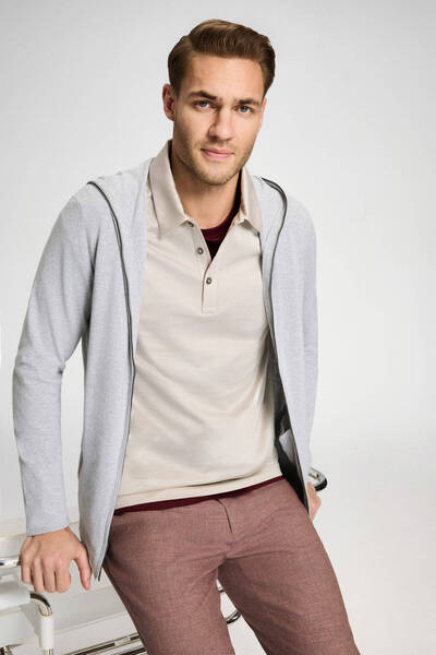 Hemington Mercerized Cotton Light Beige Polo Neck T-Shirt