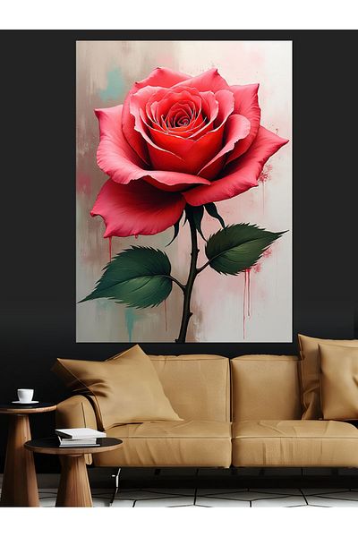 Tablomega Elegance of Pink Rose Decorative Canvas - Mdf Wooden Painting