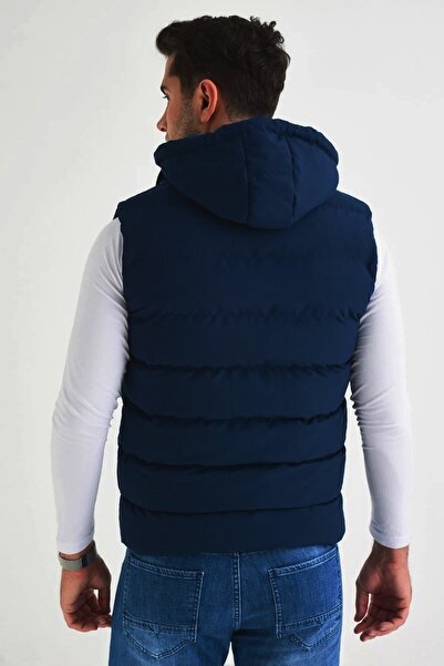 DYNAMO Erkek Lacivert Kapüşonlu Polar Astarlı Şişme Yelek