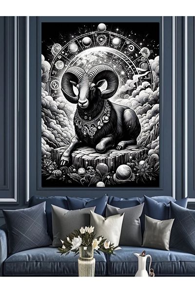 Tablomega Astrological Aries Zodiac Decorative Canvas - Mdf Wooden Painting