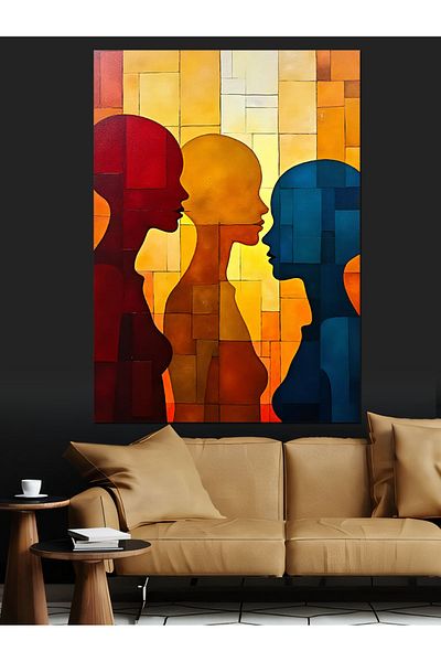 Tablomega Colorful Human Silhouettes Decorative Canvas - Mdf Wooden Painting