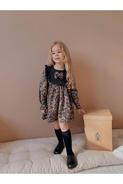 RAPAPA Rochie pentru fete cu Motiv Leopard, din matriță îngustă