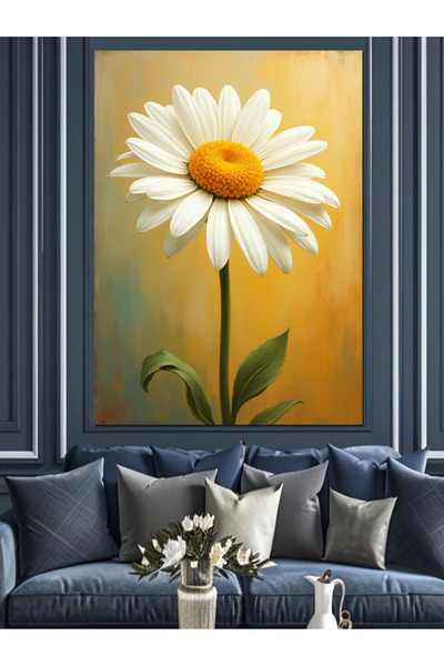 KanvasSepeti Pictură decorativă cu margarete colorate, pictură în ulei, textu...