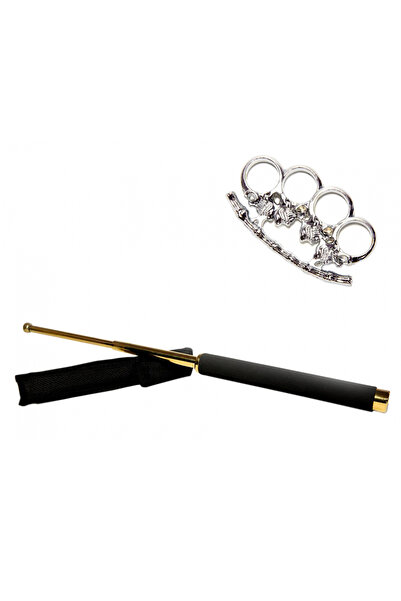 Depox Sada teleskopických holí 65 cm zlatá + dýka/krabice s lebkou stříbrná