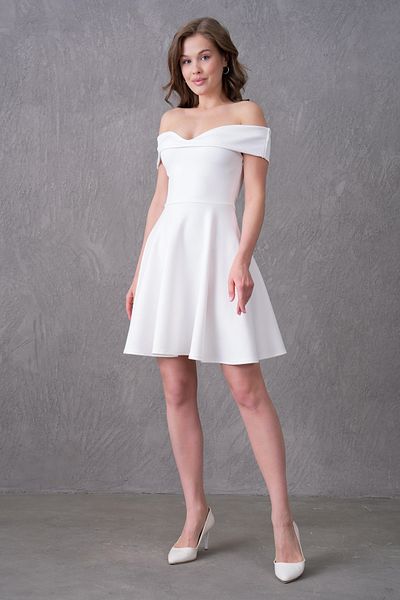 lovebox Flexible Scuba Fabric V-Neck White Evening Dress Engagement Wedding Graduation 019
