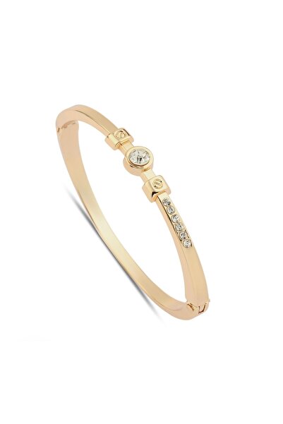 Çelik سوار أصفاد حجري كبير ذهبي اللون