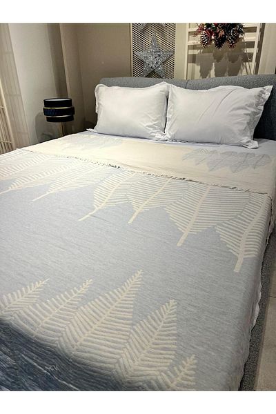 Explore Home , Tegam, Double, Cotton, Muslin, Bedspread - Baby Blue