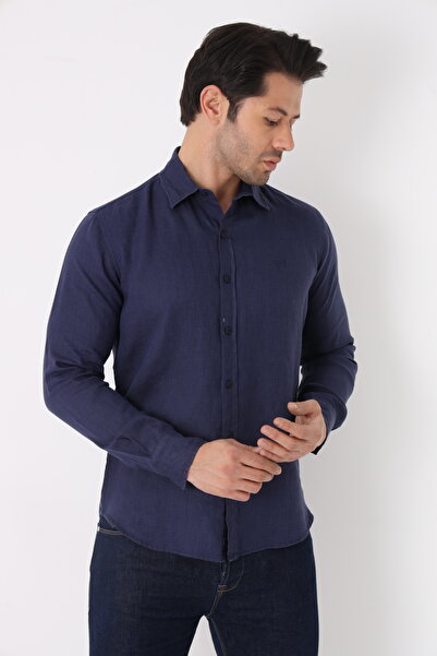 Cordial Чоловіча сорочка з 100% льону, прямий крій, довгі рукави