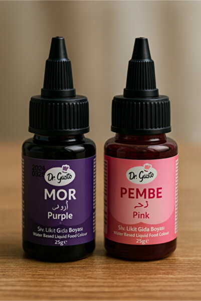Dr. Gusto Likit Gıda Boyası 2 li Set Mor Pembe 25 gr