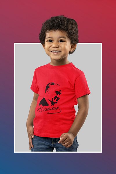 MAGORS Cotton Short Ataturk Printed Boy's and Girl's T-Shirt with Crew Neck