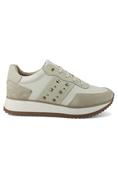 Mammamia 560 Hakiki Deri Günlük Kadın Ayakkabı-Bej