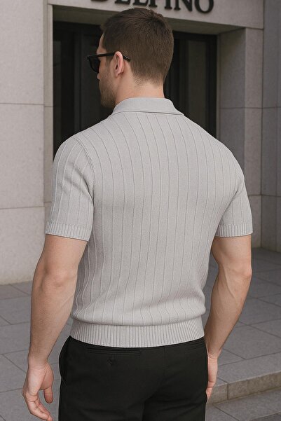 Delpino Πλεκτό Polo Neck Ανδρικό βαμβακερό T-shirt