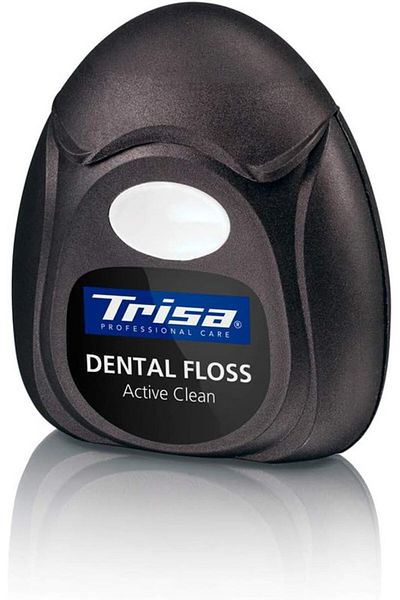 Trisa Trisa Dental Floss Active Clean Charcoal,Professional, 40m waxed mint, Finest Swiss Oral care,