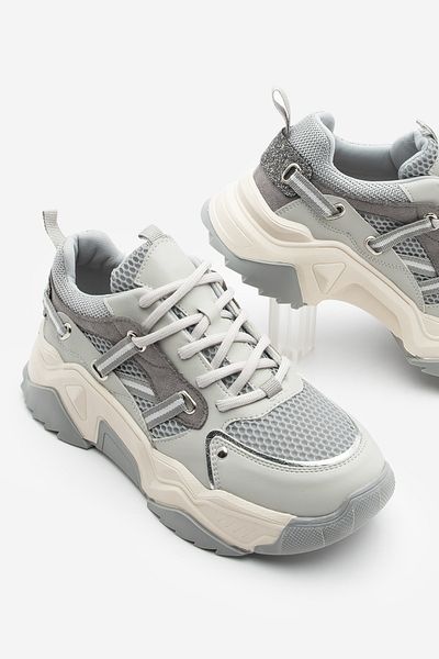 Marjin Azlin Grey Damen-Sneaker – Sportschuhe mit Schnürung, Mesh und dicker Sohle
