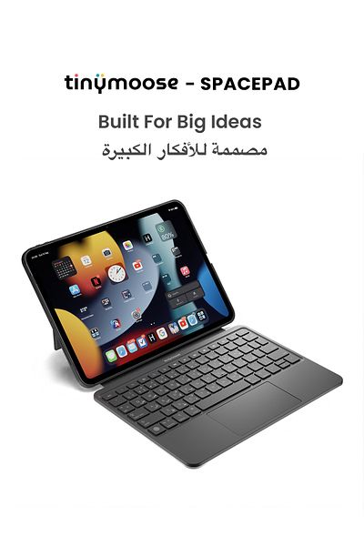 Tinymoose SpacePad iPad Keyboard 3-Way Touchpad, Detachable, EN/AR Pro 12.9 (2018-2022) / Air 13 (2024)