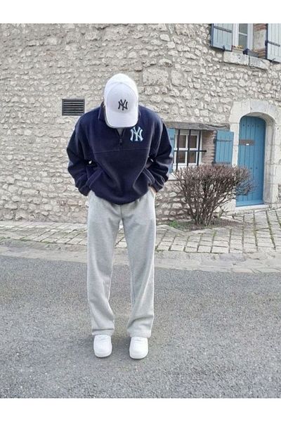 Tarz Cool Ανδρικά φαρδιά Palazzo Cozy Clothing Φούτερ Γκρι