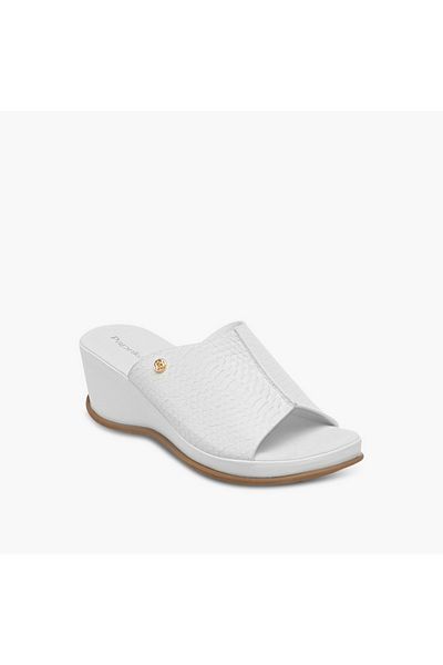 Paprika Textured Slip-On Sandals with Wedge Heel
