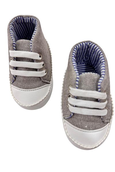 Esterella Striped Lined Baby Shoes / Lace-Up Soft Non-Slip Sole Moccasin / First Step Baby Shoes