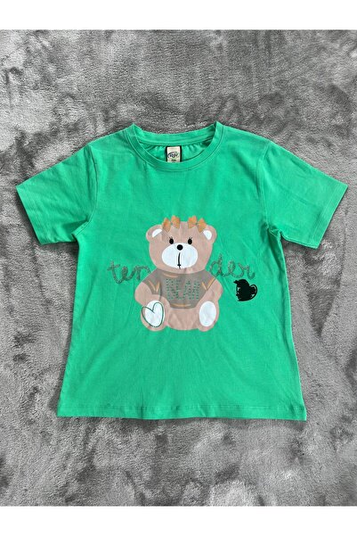 NEWKİDS Тениска с щампа на плюшено мече за момичета за 1-4 години