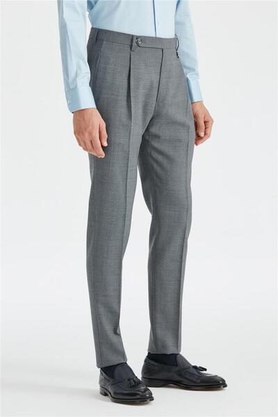 Tombolini Gri Tek Pileli Pantolon