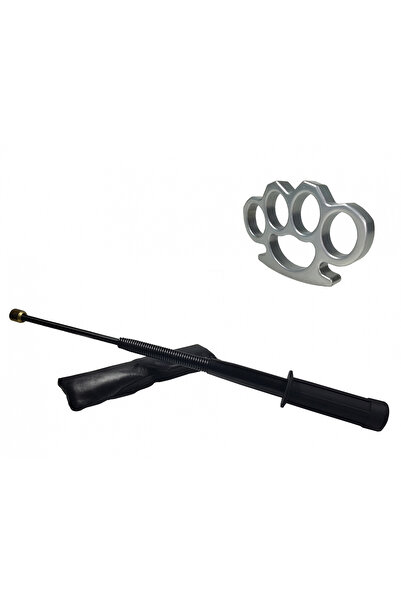 Depox Sada ohebné teleskopické černé hole s tonfovou rukojetí 47 cm + stříbrn...