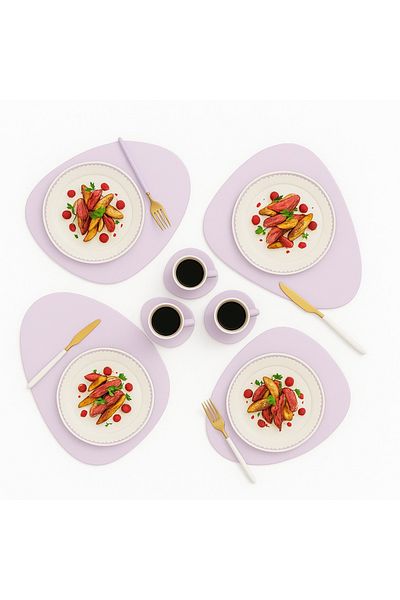 Walter White 4-Piece American Service Plate and Coaster Pu Leather Lilac
