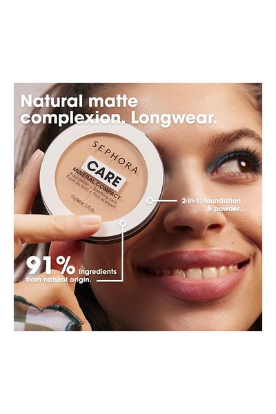 SEPHORA Mineral Care Compact Foundation 39 Sienna Tan (10g) | Lightweight, Buildable Coverage