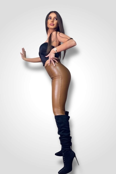 BOMBFIT Colanti Beige din Piele eco, cu dunga in fata