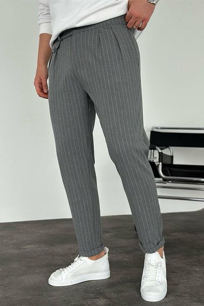 MADZEYMODA Ανδρικό παντελόνι Boyfriend Mold Double Leg Πλισέ καπνιστό υφασμάτινο παντελόνι KE-1025