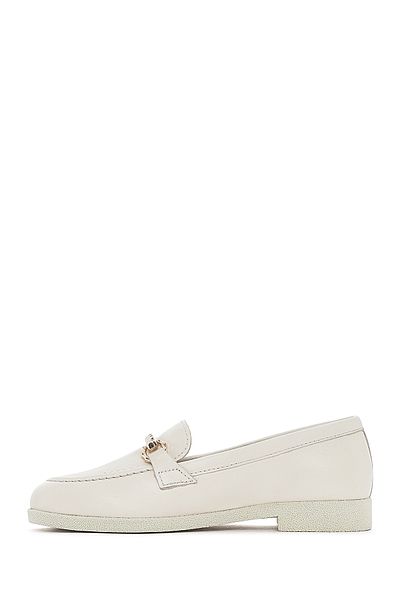 Derimod Women's Cream Buckle Leather Loafer 25Sfd 510518