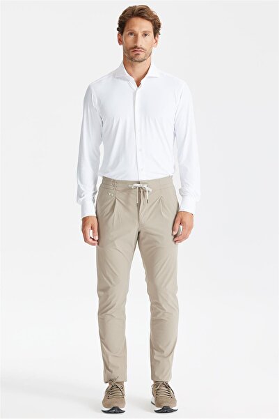 TRAMAROSSA Bej Beli Kordonlu Teknik Pantolon