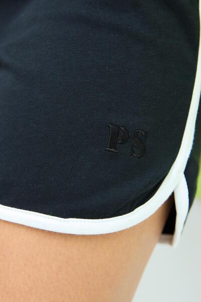 1434 Polo State Γυναικείο κοντό σορτς μαύρο με σκίσιμο στο πλάι