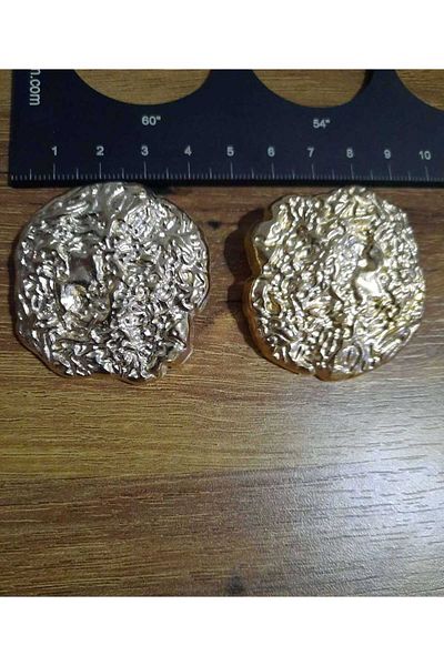 beynaaksesuar Z.A.R.A Model Gold Extra Large Size Design - Coat, Jacket, Vest and Dress 2-Piece Button Set (4.5cm)