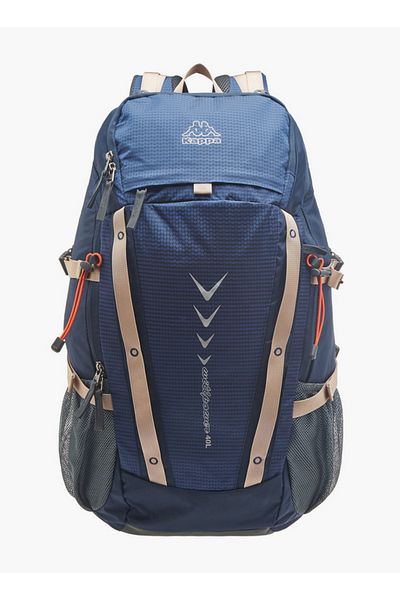 Kappa Logo Print Backpack with Zip Closure and Adjustable Strap - 34x54x16 cm